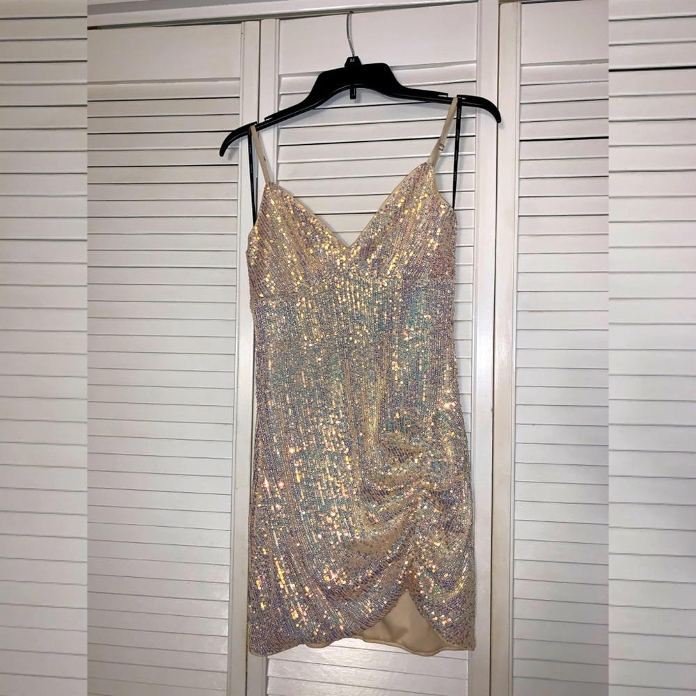 Gold Sequin Mini Dress